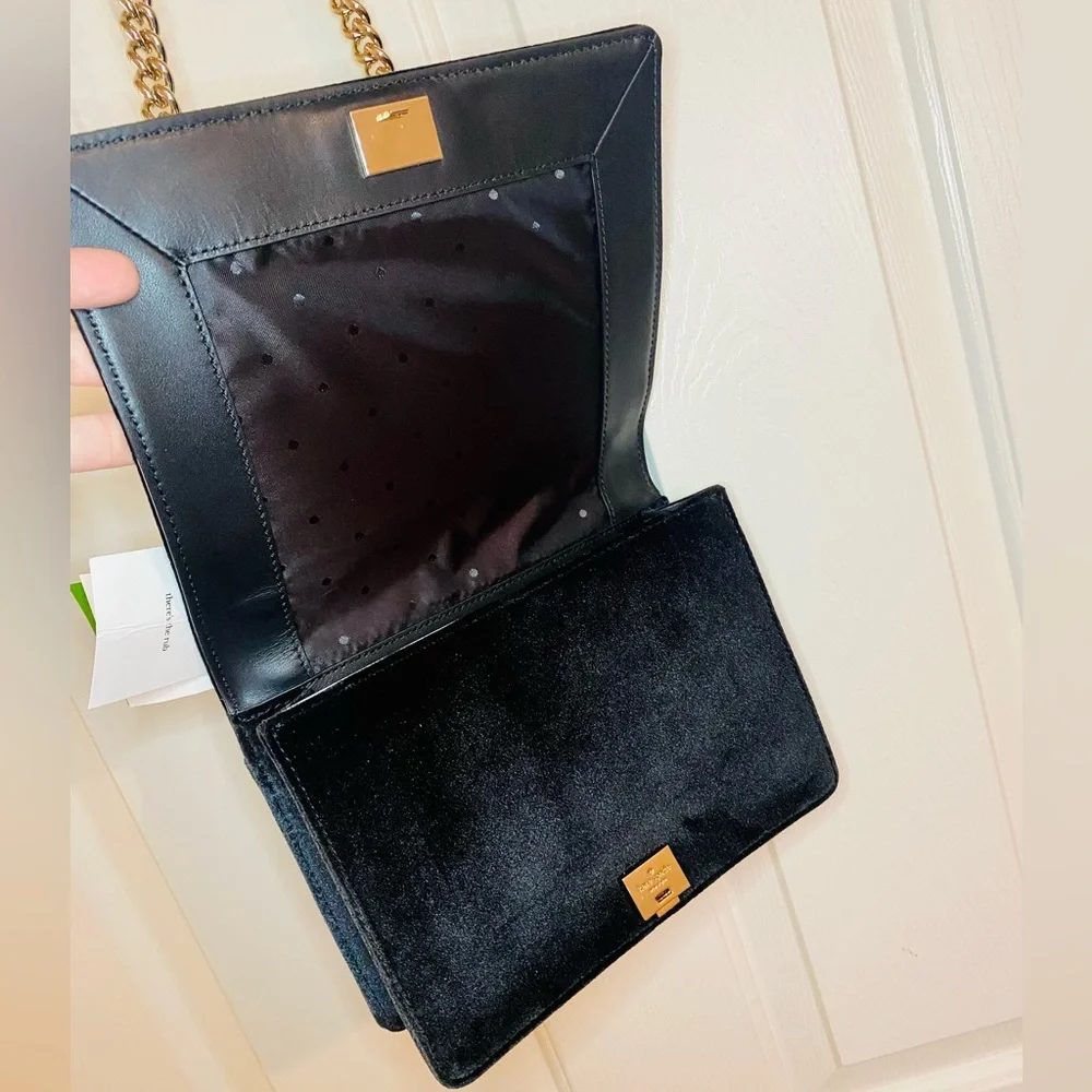 NEW! Kate Spade Cameron St Floral Embellish Marci Black Velvet Bag